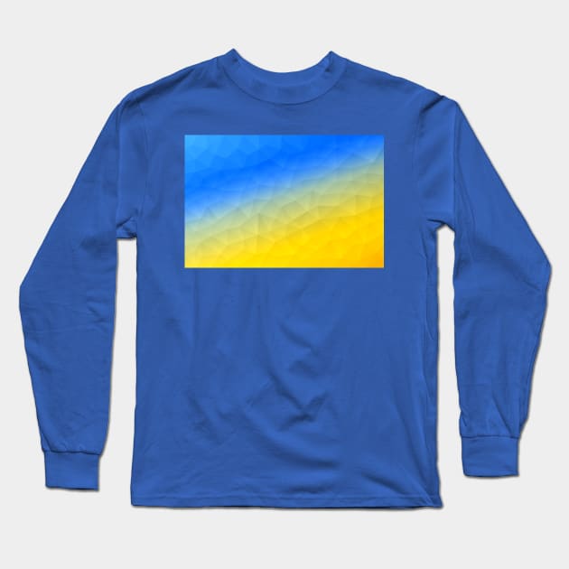 Ukraine yellow blue geometric mesh pattern 2 Long Sleeve T-Shirt by PLdesign